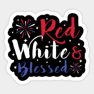 Womens Red White & Blessed Shirt 4th of July Cute Patriotic Sticker